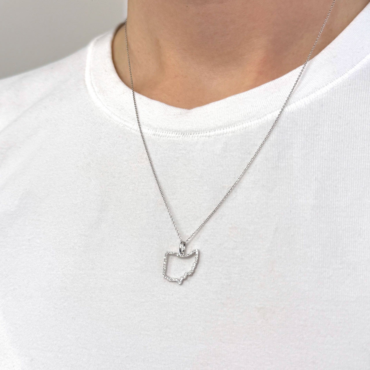 White Gold Ohio State Pendant Necklace 1