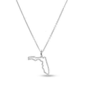 Florida State Diamond Necklace In Solid 14K White Gold