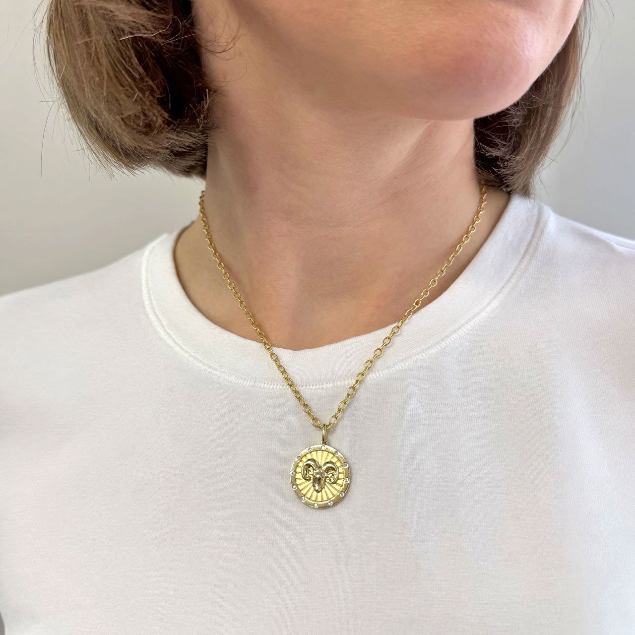 Aries Disk Pendant Necklace 1