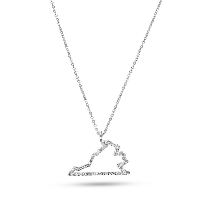 Virginia State Diamond Necklace In Solid 14K White Gold