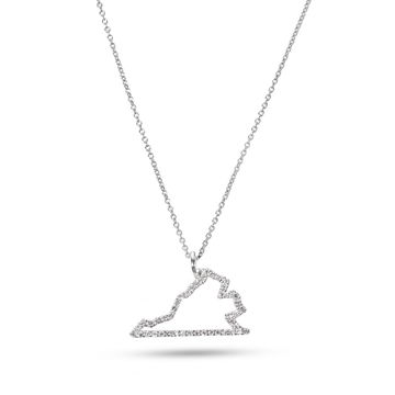 Virginia State Diamond Necklace In White Gold 14K