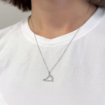 Virginia State Diamond Necklace In Solid 14K White Gold