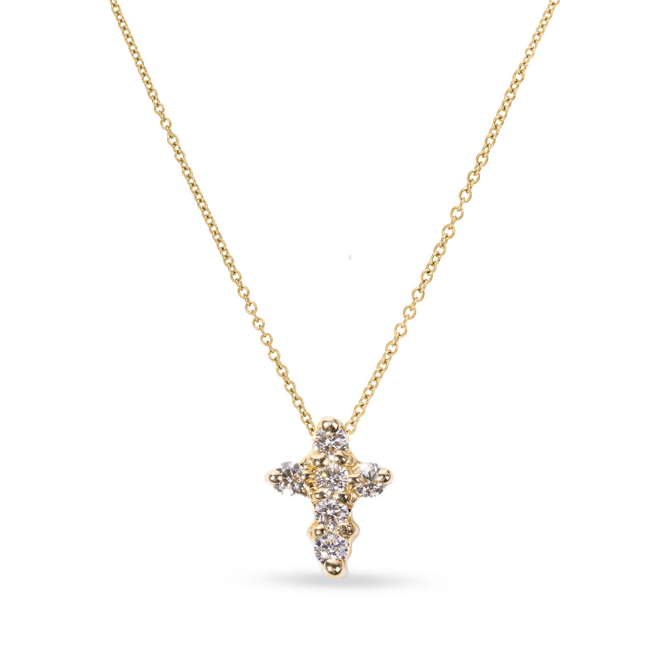 Yellow Gold Petite Diamond Cross Necklace