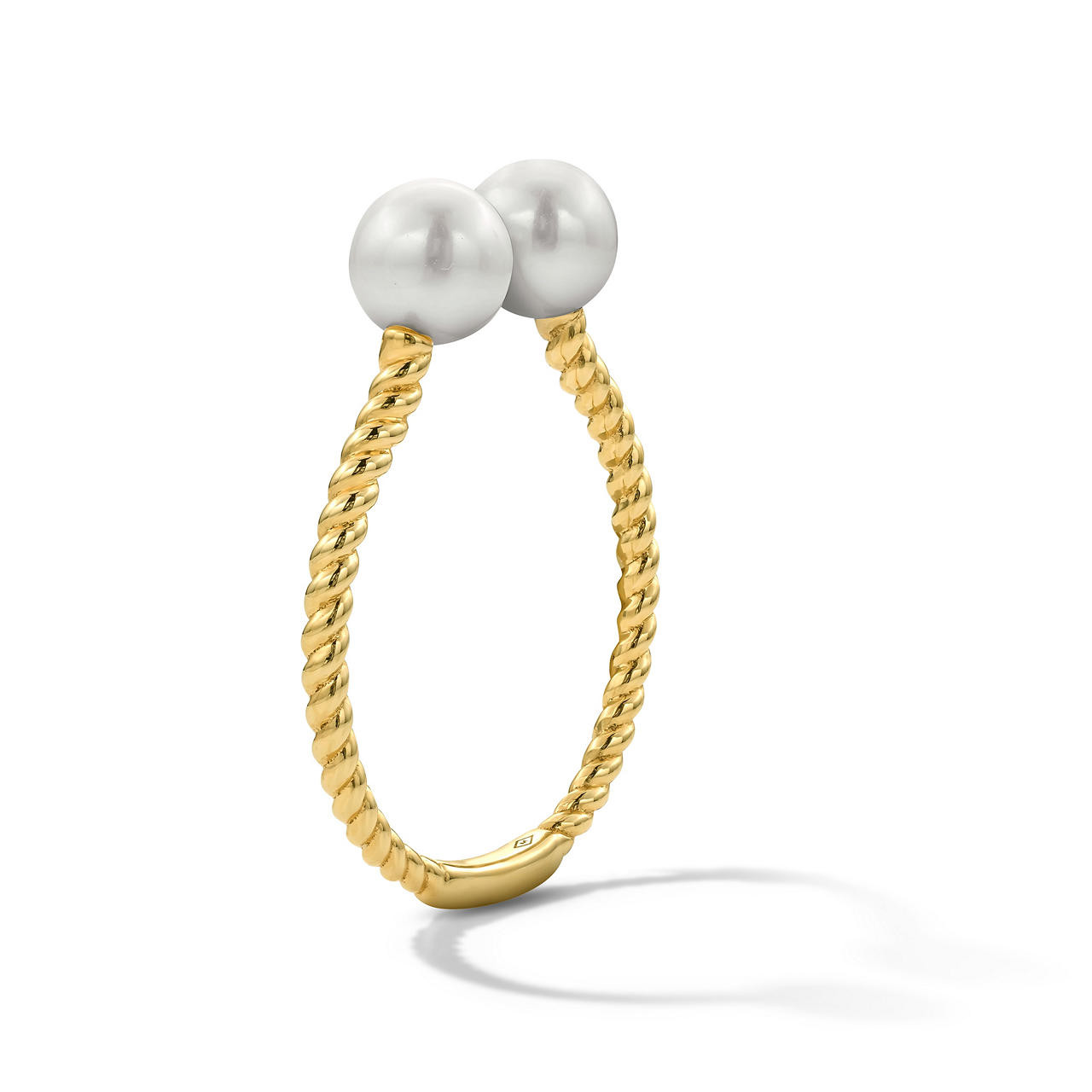 Double Pearl Open Gold Ring 1