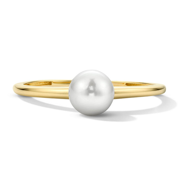 Pearl Solitaire Ring In Solid 14K Yellow Gold