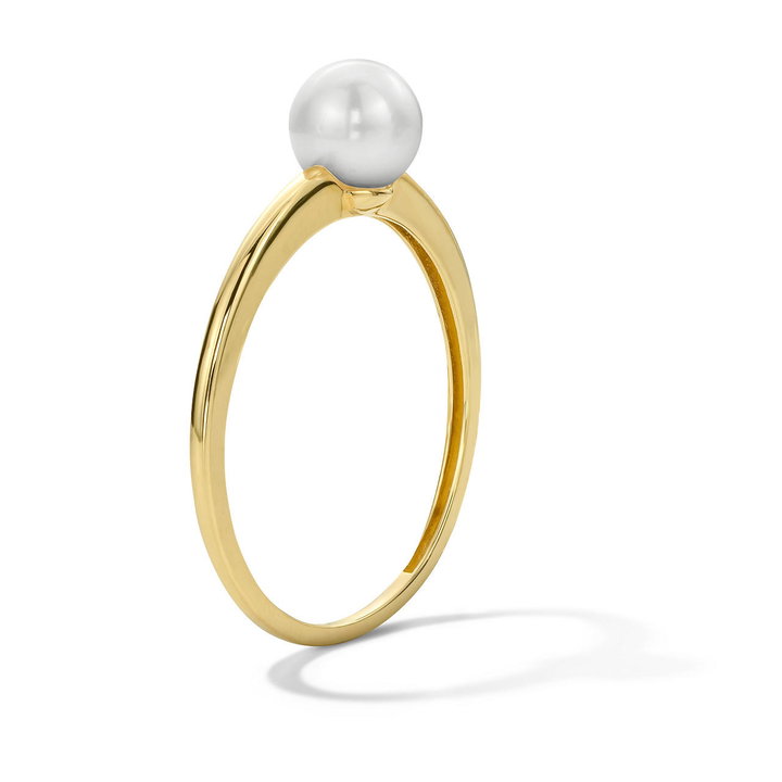 Pearl Solitaire Ring In Solid 14K Yellow Gold