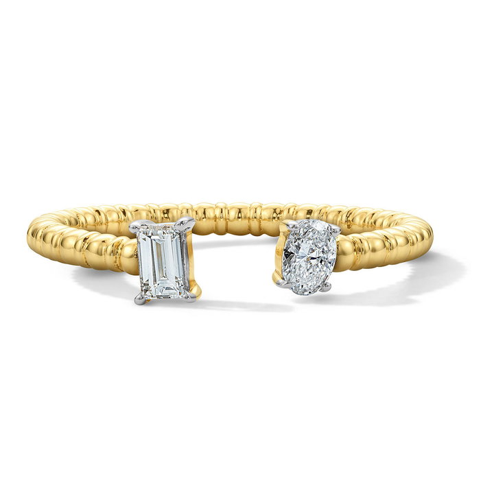 Toi et Moi Open Diamond Ring In Yellow Gold 14K