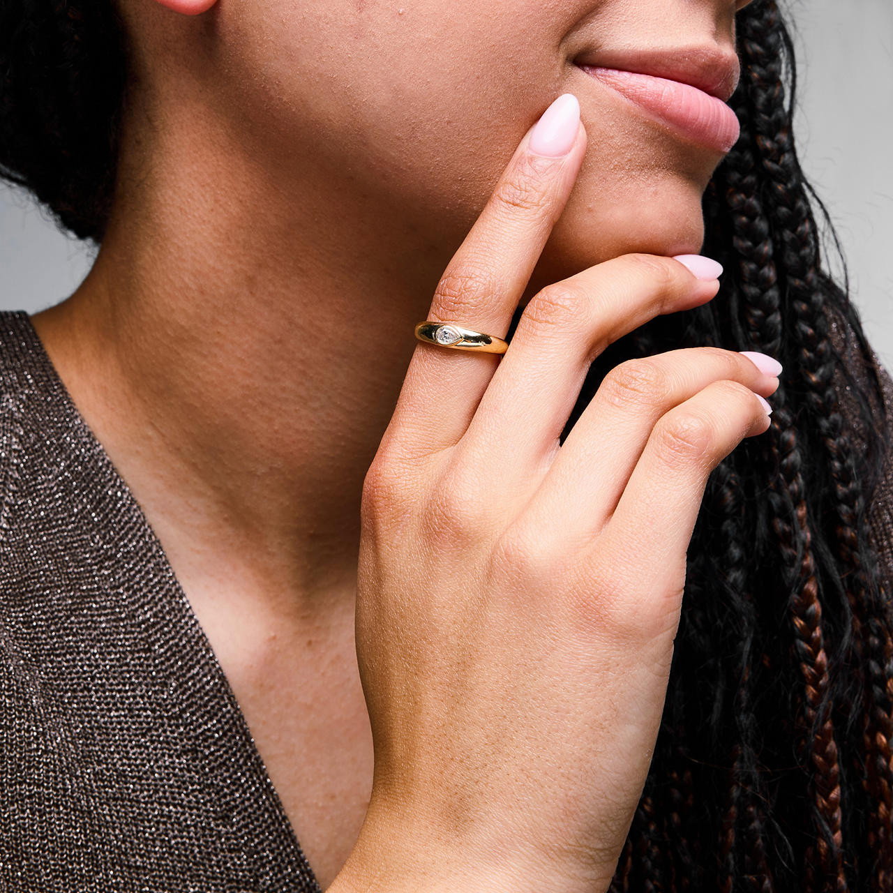 Pear-Shaped Diamond Bezel Ring