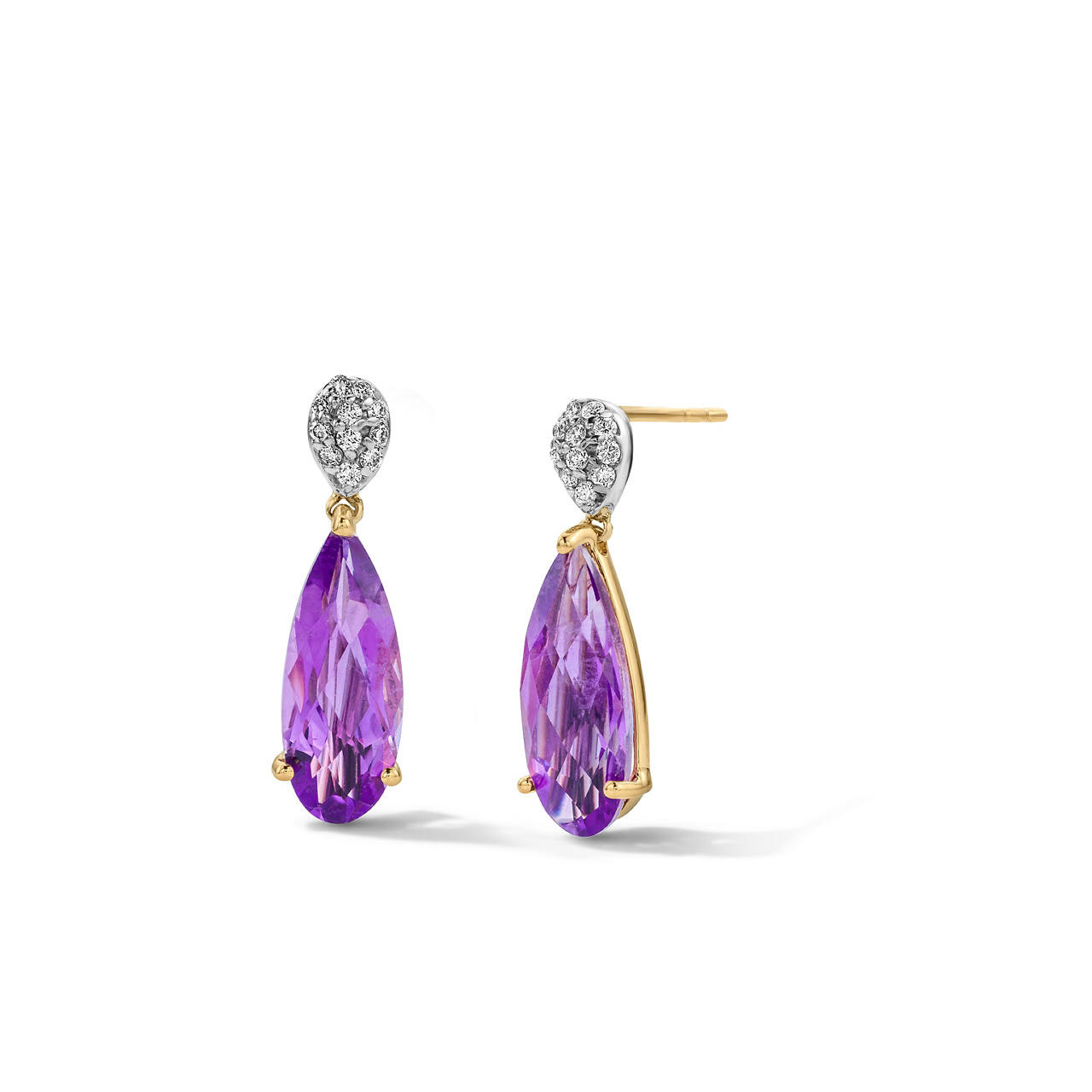 Amethyst and Diamond Drop Earrings
