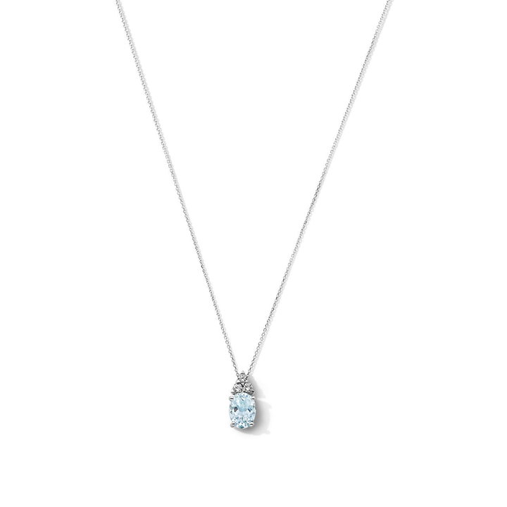 Aquamarine and Diamond Pendant Necklace In White Gold 14K