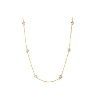 Lab Grown Diamond Mixed Shape Station Necklace In Yellow Gold 14K