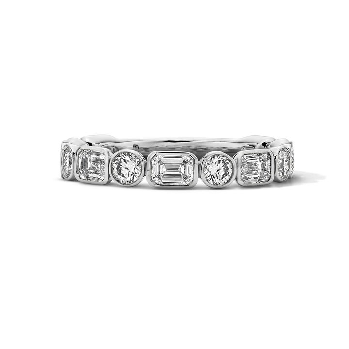 Fancy Shape Diamond Wedding Band by Adorette In White Gold 14K