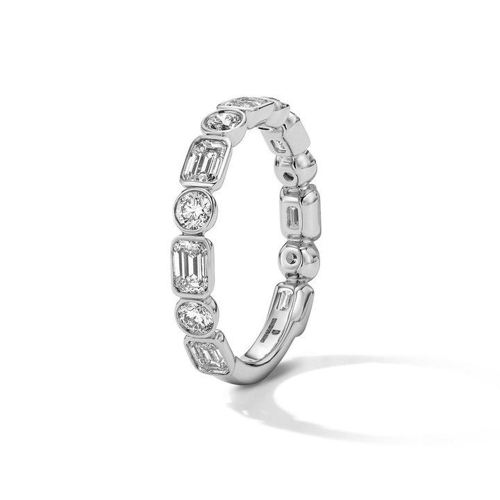 Fancy Shape Diamond Wedding Band by Adorette In White Gold 14K