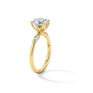 Tulip Prong Graduated Side Diamond Engagement Setting by Adorette In Yellow Gold 14K