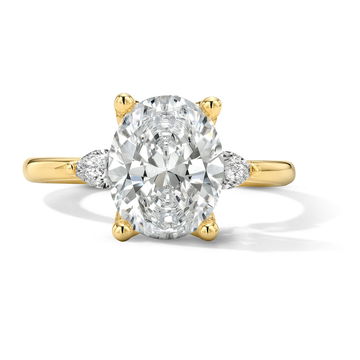 Tulip Prong Pear Side Diamond Engagement Setting by Adorette In Yellow Gold 14K