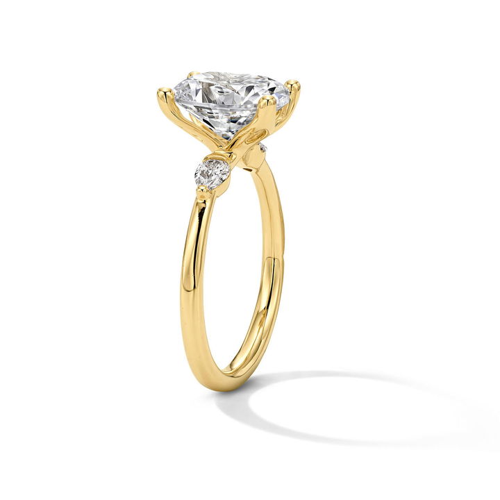 Tulip Prong Pear Side Diamond Engagement Setting by Adorette In Yellow Gold 14K