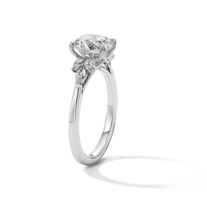 Tulip Prong Floral Cathedral Engagement Setting by Adorette In White Gold 14K