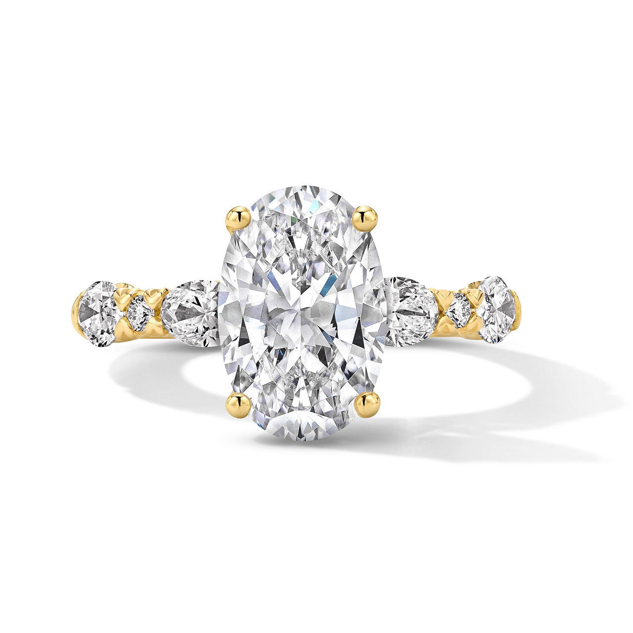 Uneek Oval & Round Side Diamond Engagement Setting 0