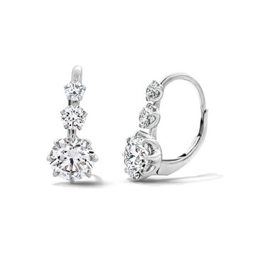 Lab Grown Three Stone Diamond Drop Earrings In White Gold 14K