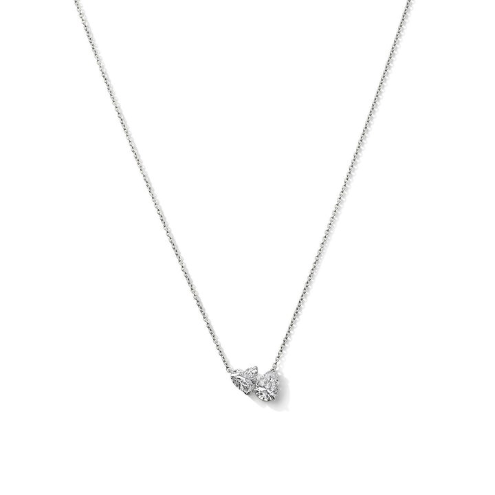 Lab Grown Pear & Heart Diamond Toi et Moi Necklace In White Gold 14K