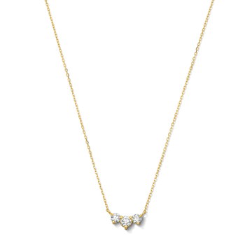 Three Stone Diamond Necklace In Yellow Gold 18K
