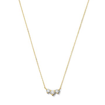 Three Stone Diamond Necklace In Yellow Gold 18K
