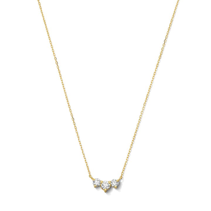 Three Stone Diamond Necklace In Yellow Gold 18K