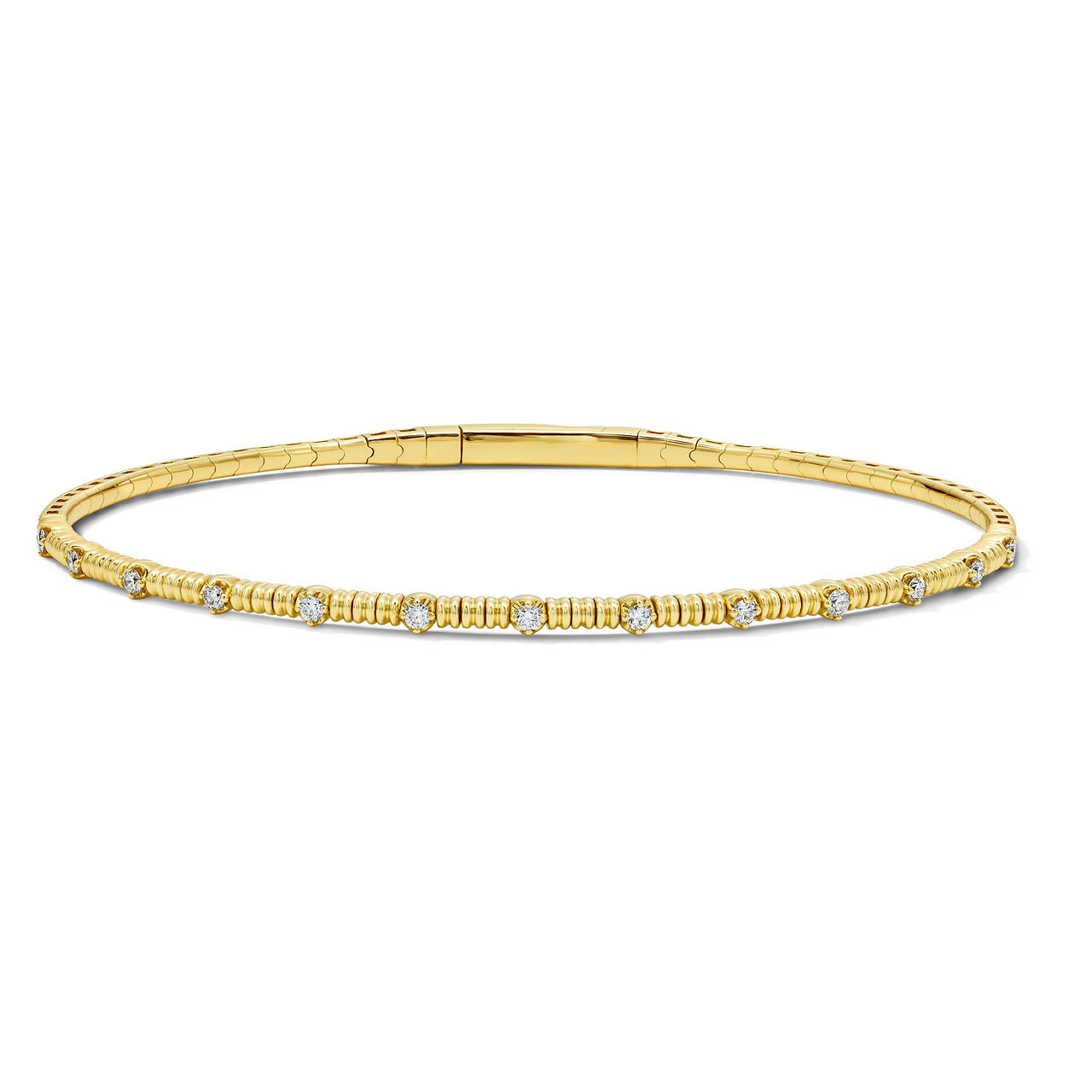 Diamond Beaded Gold Bangle Bracelet 0