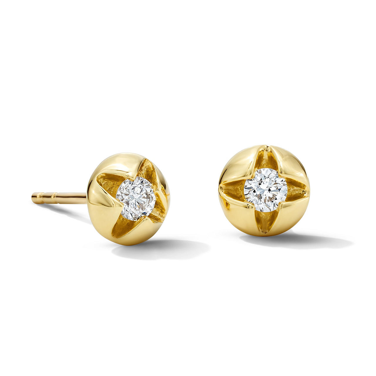 Gold Star-Set Diamond Stud Earrings