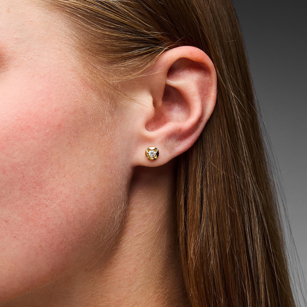 Gold Star-Set Diamond Stud Earrings