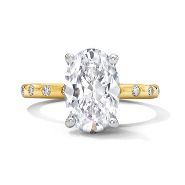Flushed Diamond Engagement Setting In White And Yellow Gold 14K