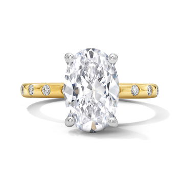 Flushed Diamond Engagement Setting In White And Yellow Gold 14K