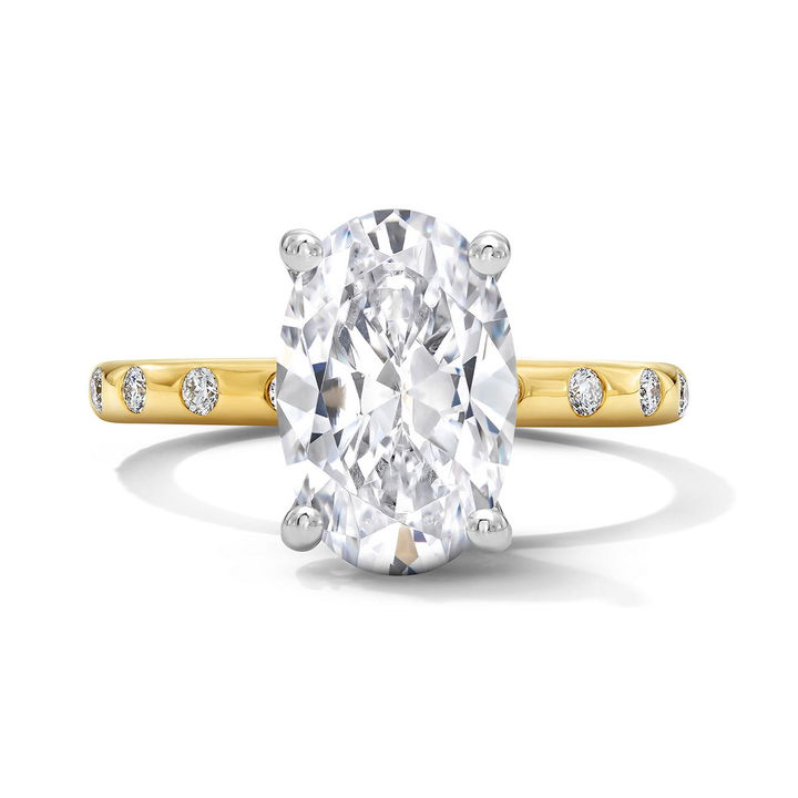 Flushed Diamond Engagement Setting In White And Yellow Gold 14K