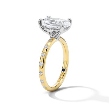 Flushed Diamond Engagement Setting In White And Yellow Gold 14K