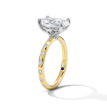 Flushed Diamond Engagement Setting In White And Yellow Gold 14K