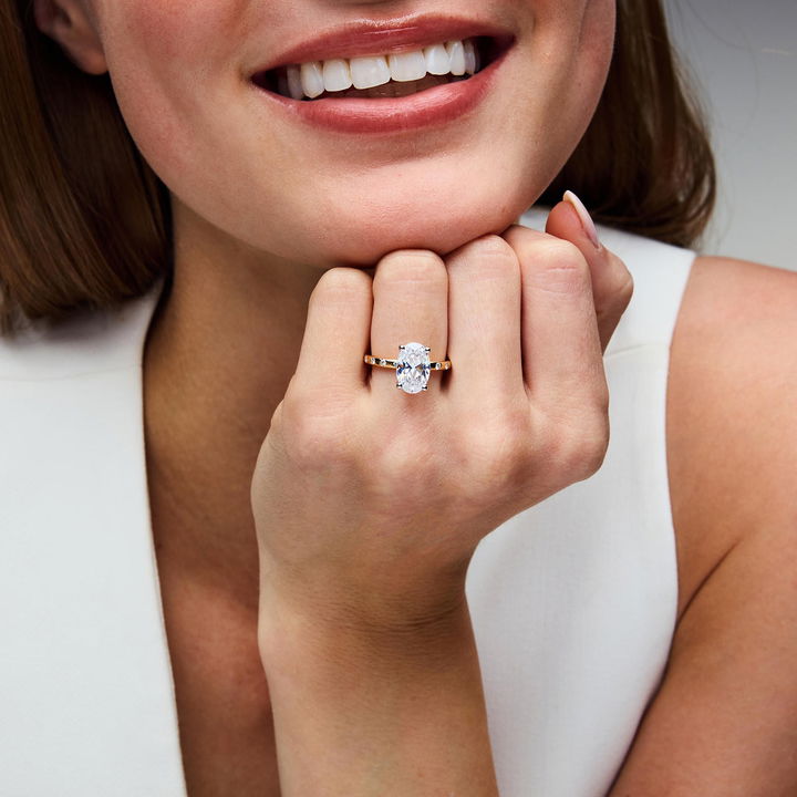 Flushed Diamond Engagement Setting In White And Yellow Gold 14K