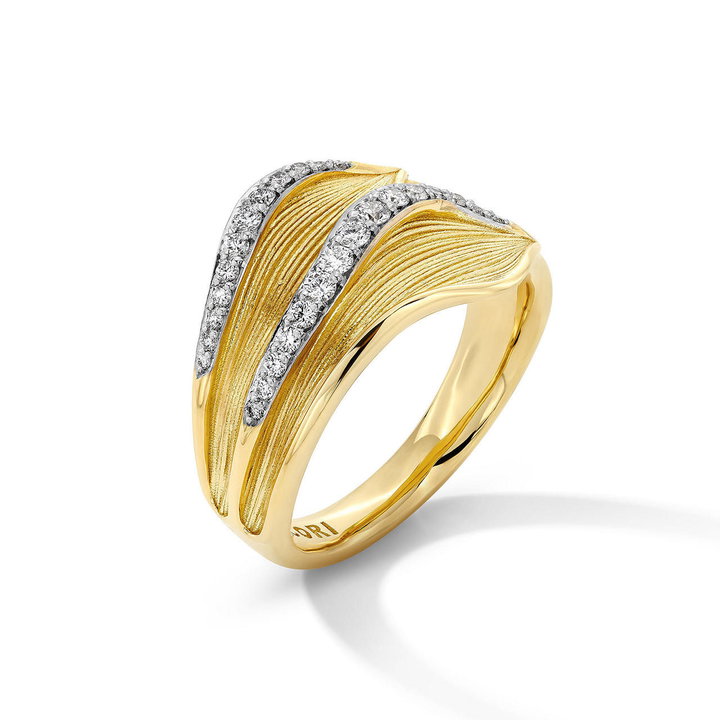 Tacori Diamond Petal Ring In White And Yellow Gold 18K