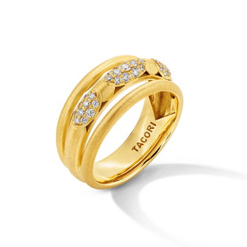 Tacori Satin Triple Diamond Ring In Yellow Gold 18K