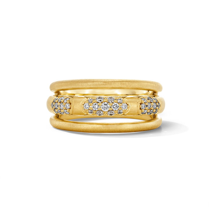Tacori Satin Triple Diamond Ring In Yellow Gold 18K
