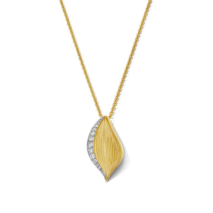 Tacori Diamond Petal Pendant Necklace In White And Yellow Gold 18K