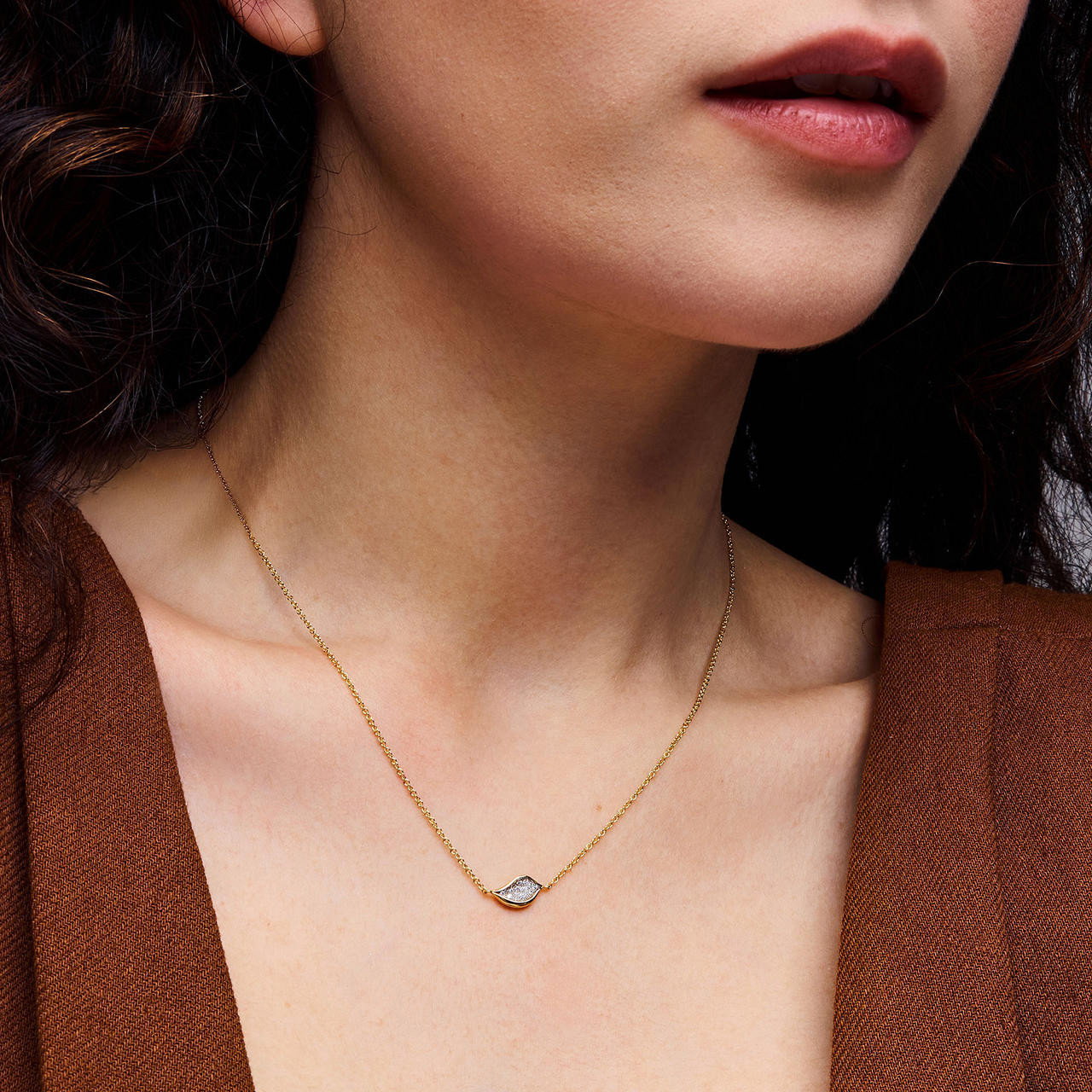Tacori Diamond Mini Leaf Pendant Necklace 1