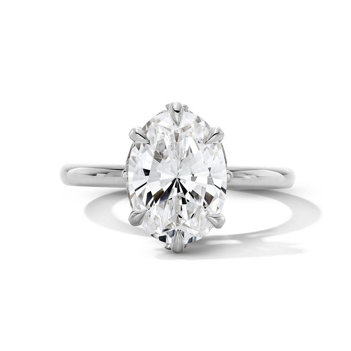 Michael M. Solitaire Oval Diamond Hidden Halo Engagement Setting In White Gold 18K