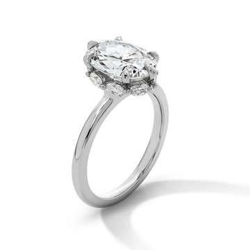 Michael M. Solitaire Oval Diamond Hidden Halo Engagement Setting In White Gold 18K