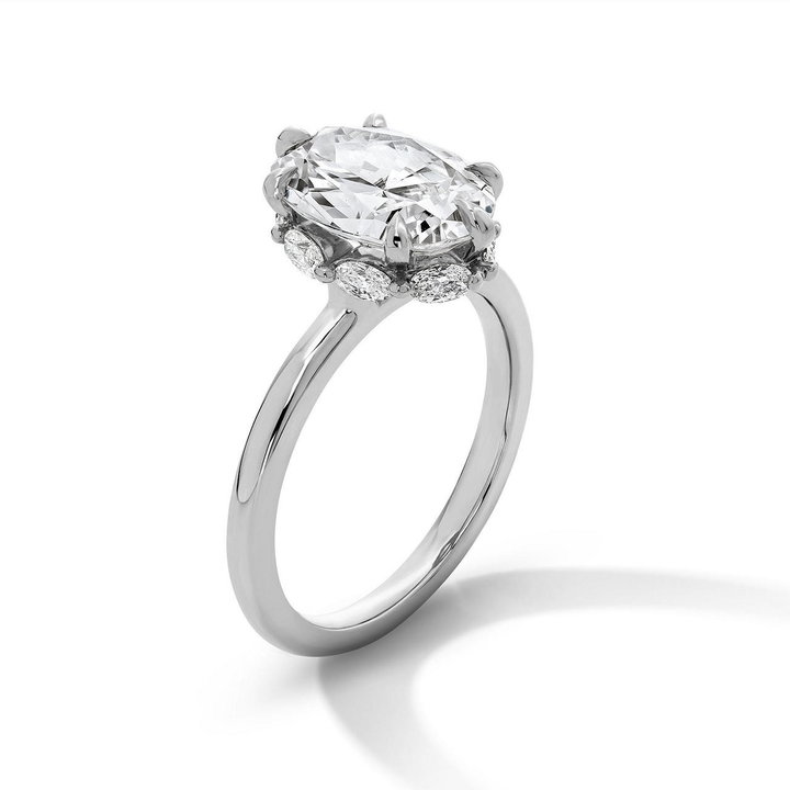 Michael M. Solitaire Oval Diamond Hidden Halo Engagement Setting In White Gold 18K