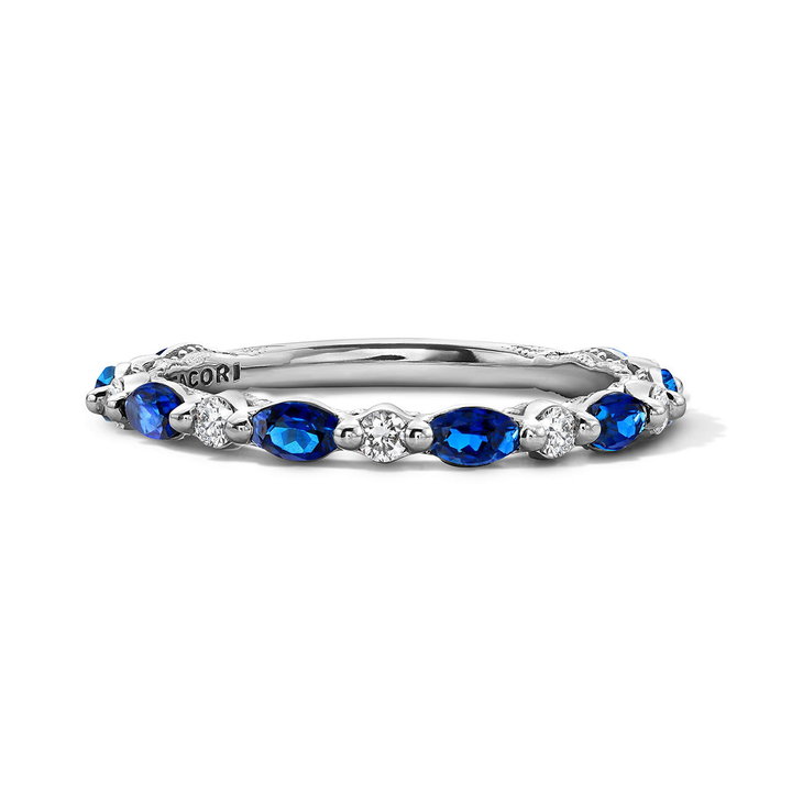 Tacori Sapphire & Diamond 3/4 Way Wedding Band In White Gold 18K