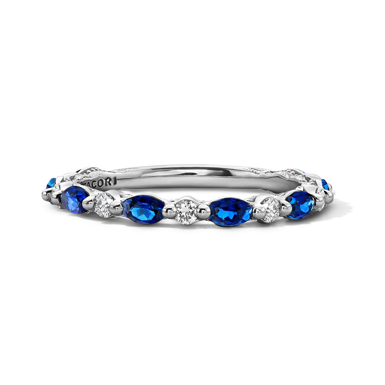 Tacori Sapphire & Diamond 3/4 Way Wedding Band In White Gold 18K 0