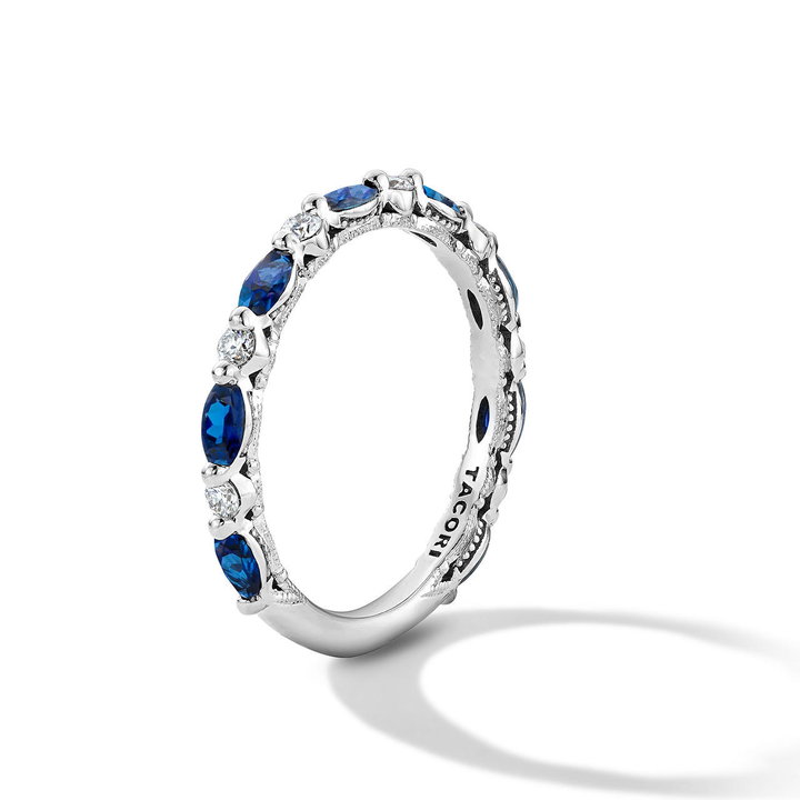 Tacori Sapphire & Diamond 3/4 Way Wedding Band In White Gold 18K