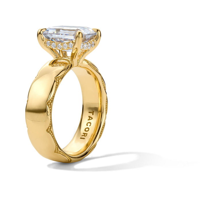 Tacori Hidden Halo Milgrain Edge 6mm Engagement Setting In Yellow Gold 18K