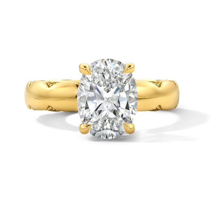 Tacori Hidden Halo Milgrain Edge 4mm Engagement Setting In Yellow Gold 18K