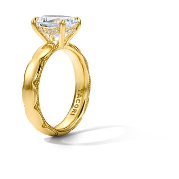Tacori Hidden Halo Milgrain Edge 4mm Engagement Setting In Yellow Gold 18K